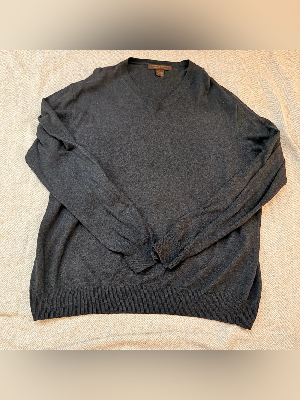 Sebastian Cooper Sweater Mens Large Cotton + Cashmere  V-neck Pullover